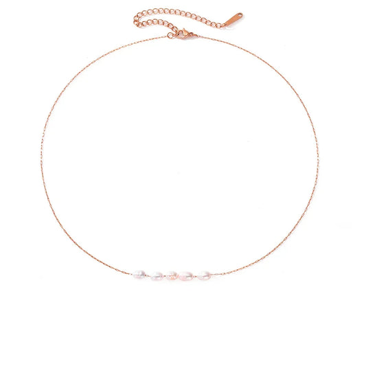 18k Gold-Plated Minimalist 5-Pearl Necklace