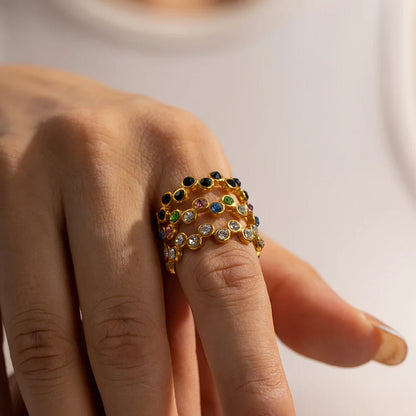 18k Gold-Plated Adjustable Interlaced Spheres Ring