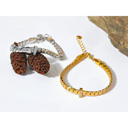 18k Gold-Plated Cuban Link Bracelet with Zirconia