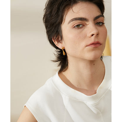 18k Gold-Plated Asymmetrical Organic Earrings
