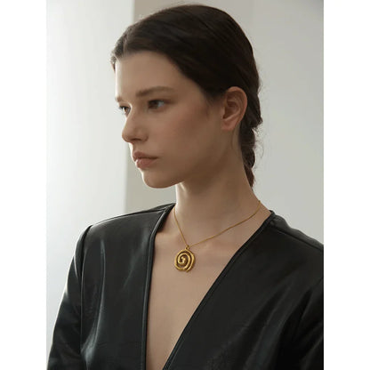 18k Gold-Plated Spiral Pendant Necklace