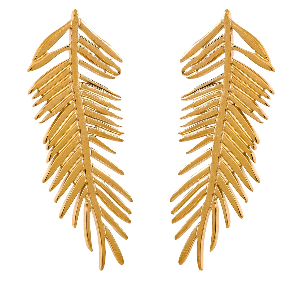18k Gold-Plated Palm Branch Earrings
