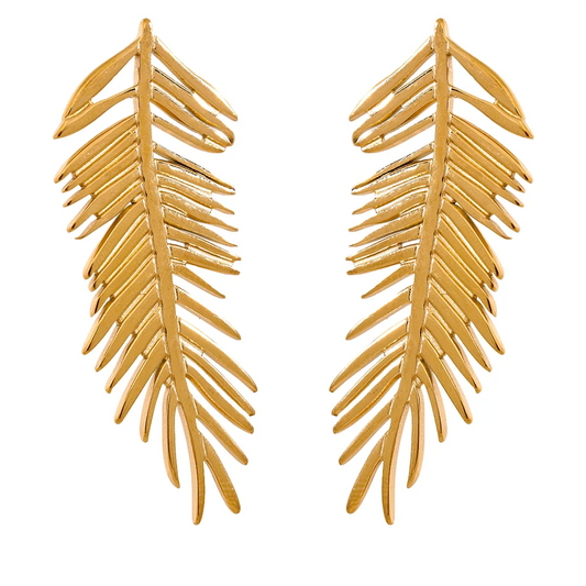 18k Gold-Plated Palm Branch Earrings