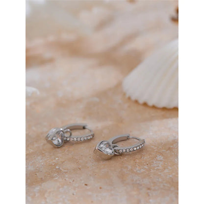 18k Gold-Plated Heart Earrings with Zirconia Pavé