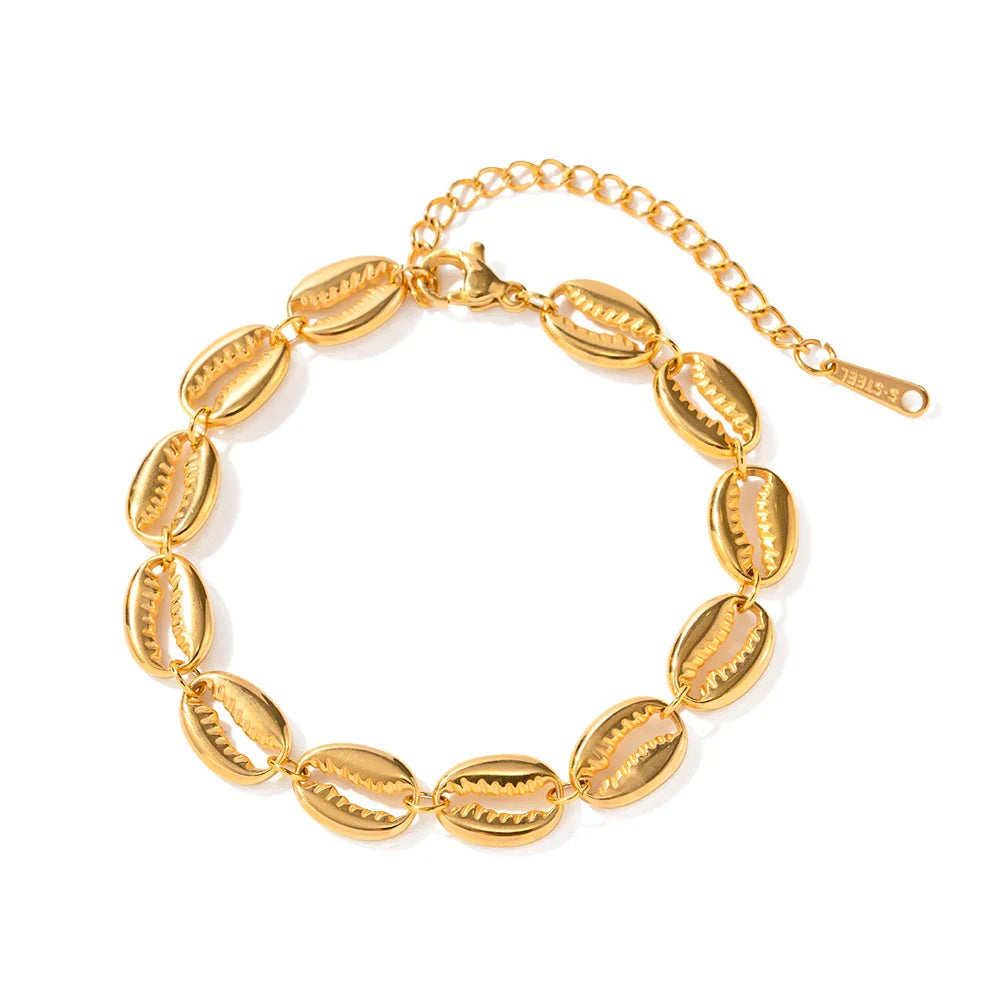 18k Gold-Plated Cowrie Shell Charm Bracelet