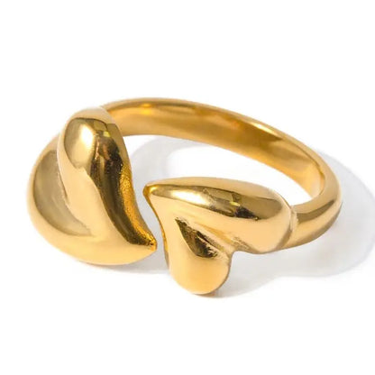 18k Gold-Plated Minimalist Double Heart Ring