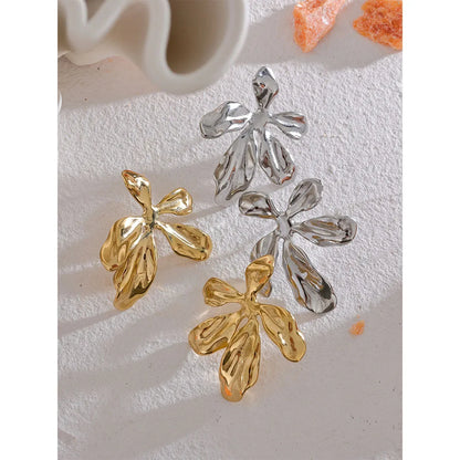 18k Gold-Plated Asymmetric Organic Flower Earrings