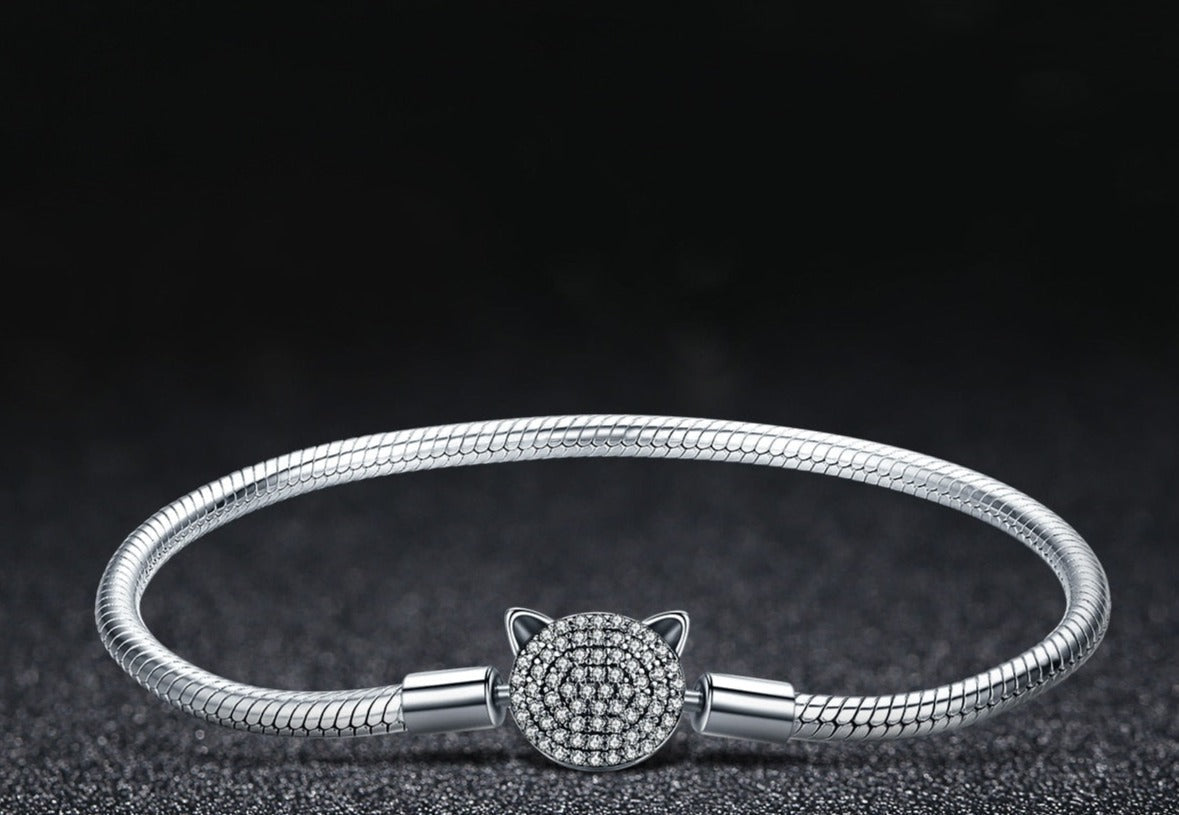 Cute Cat Bracelet in 925 Sterling Silver