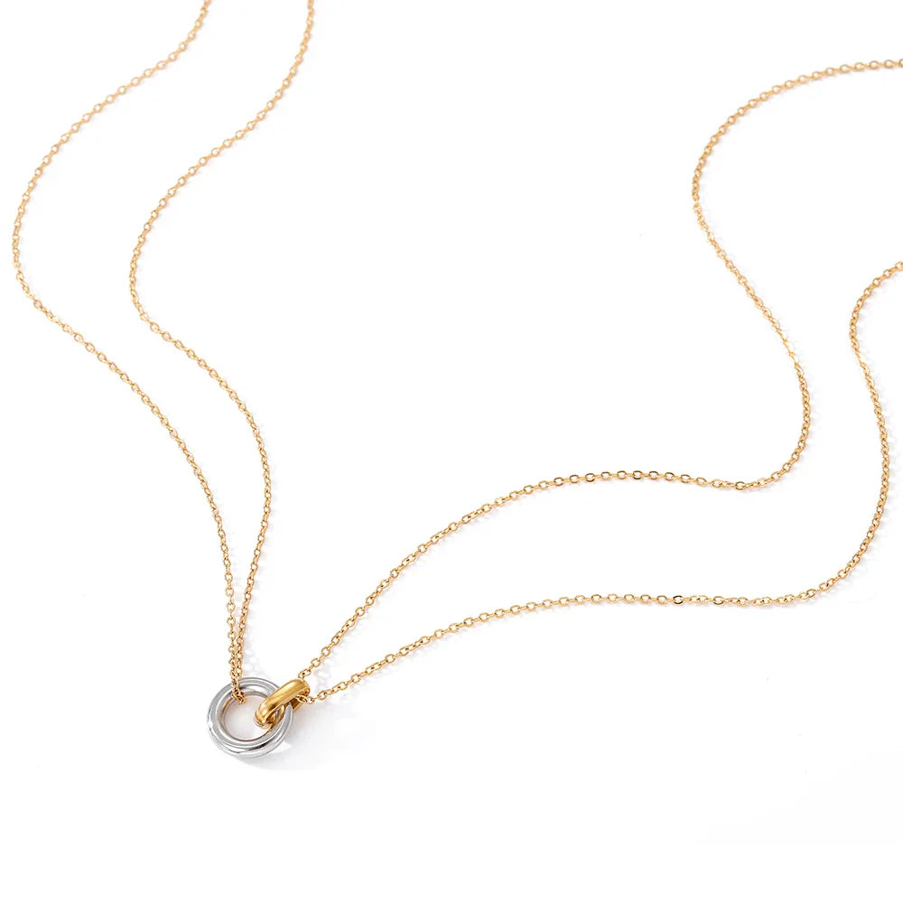 18k Gold Plated Double Necklace with Open Sphere
