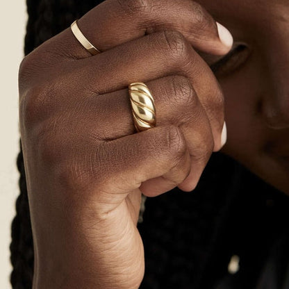18k Gold Plated Classic Organic Layers Ring