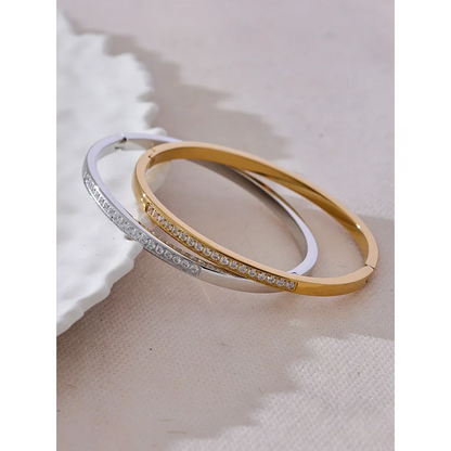 Minimalist Zirconia-Set Detail Bracelet – 18k Gold-Plated
