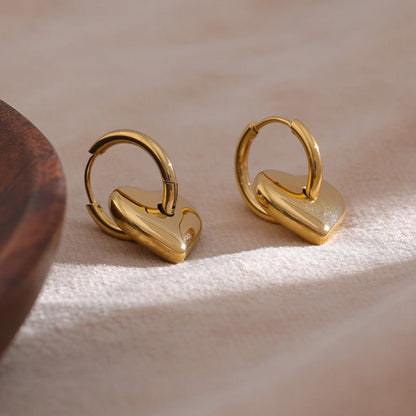 18k Gold Plated Heart Hoop Earring