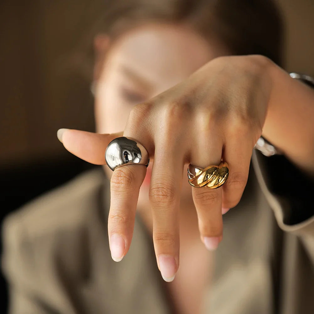 18k Gold-Plated Irregular Sphere Maximalist Ring