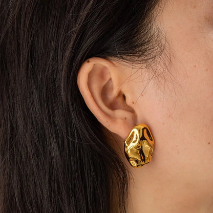 18k Gold-Plated Organic Oval Earrings
