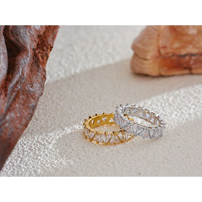 18k Gold-Plated Pavé Zirconia Heart Ring