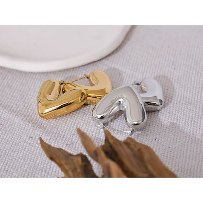 18k Gold-Plated Large Heart Earrings