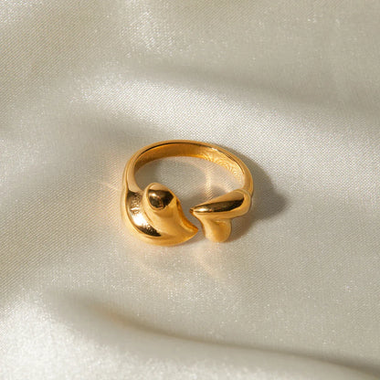 18k Gold-Plated Minimalist Double Heart Ring