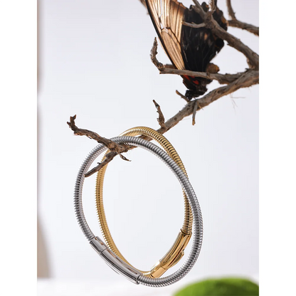 18k Gold-Plated Minimalist Circular Pattern Bracelet