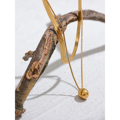 18k Gold-Plated Double Necklace Set – Snake and Water Drop
