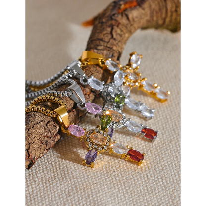 18k Gold-Plated Delicate Cross Necklace with Zirconia