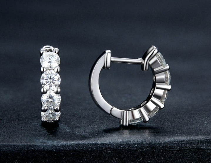 925 Sterling Silver Zirconia Hoop Earrings