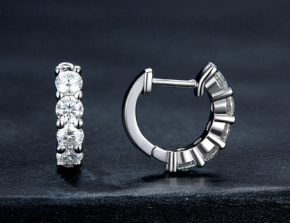 925 Sterling Silver Zirconia Hoop Earrings