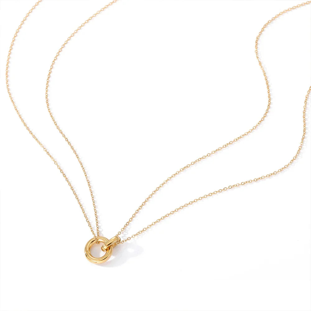18k Gold Plated Double Necklace with Open Sphere