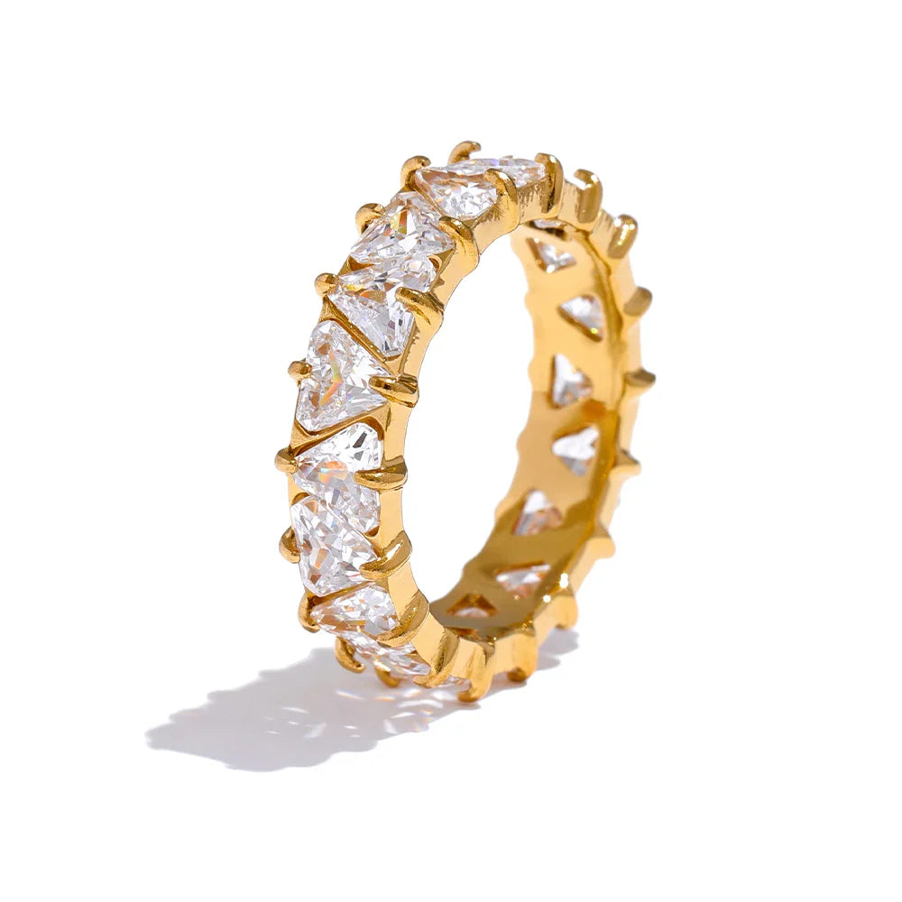 18k Gold-Plated Pavé Zirconia Heart Ring