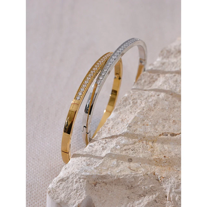 Minimalist Zirconia-Set Detail Bracelet – 18k Gold-Plated
