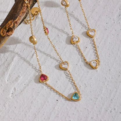 18k Gold-Plated Multiple Hearts Bracelet with Zirconia