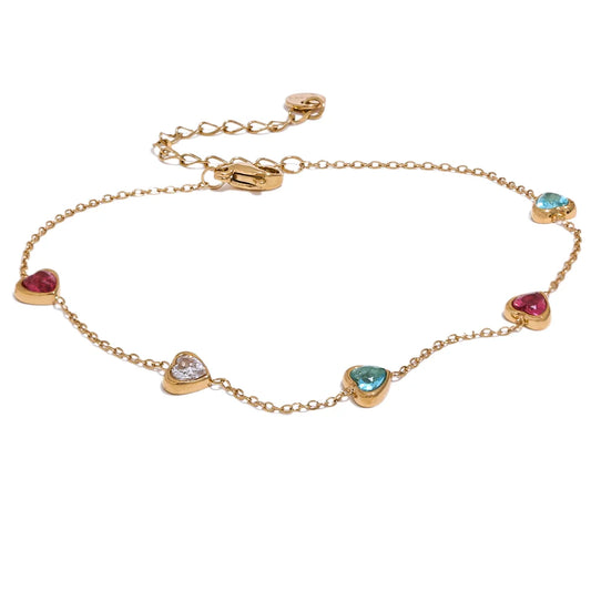 18k Gold-Plated Multiple Hearts Bracelet with Zirconia