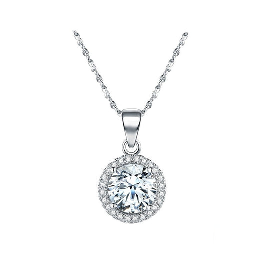 Elegant 925 Sterling Silver Round Zirconia Necklace for Women