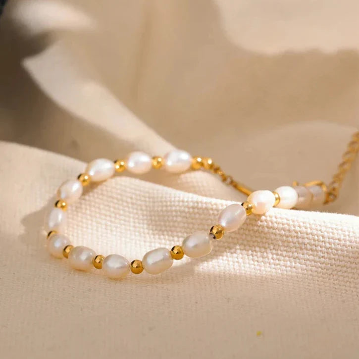 18k Gold-Plated Natural Freshwater Pearl Bracelet