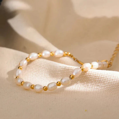 18k Gold-Plated Natural Freshwater Pearl Bracelet