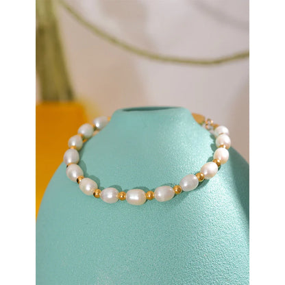 18k Gold-Plated Natural Freshwater Pearl Bracelet