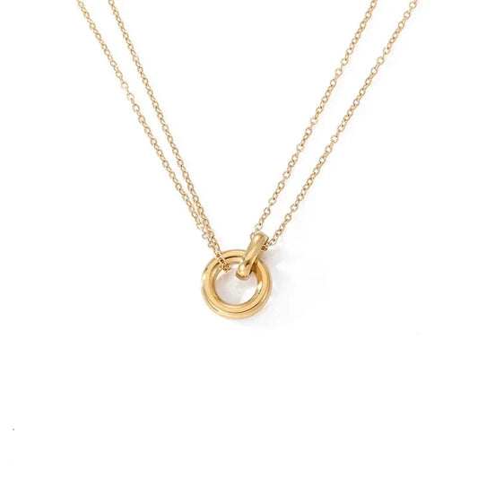 18k Gold Plated Double Necklace with Open Sphere