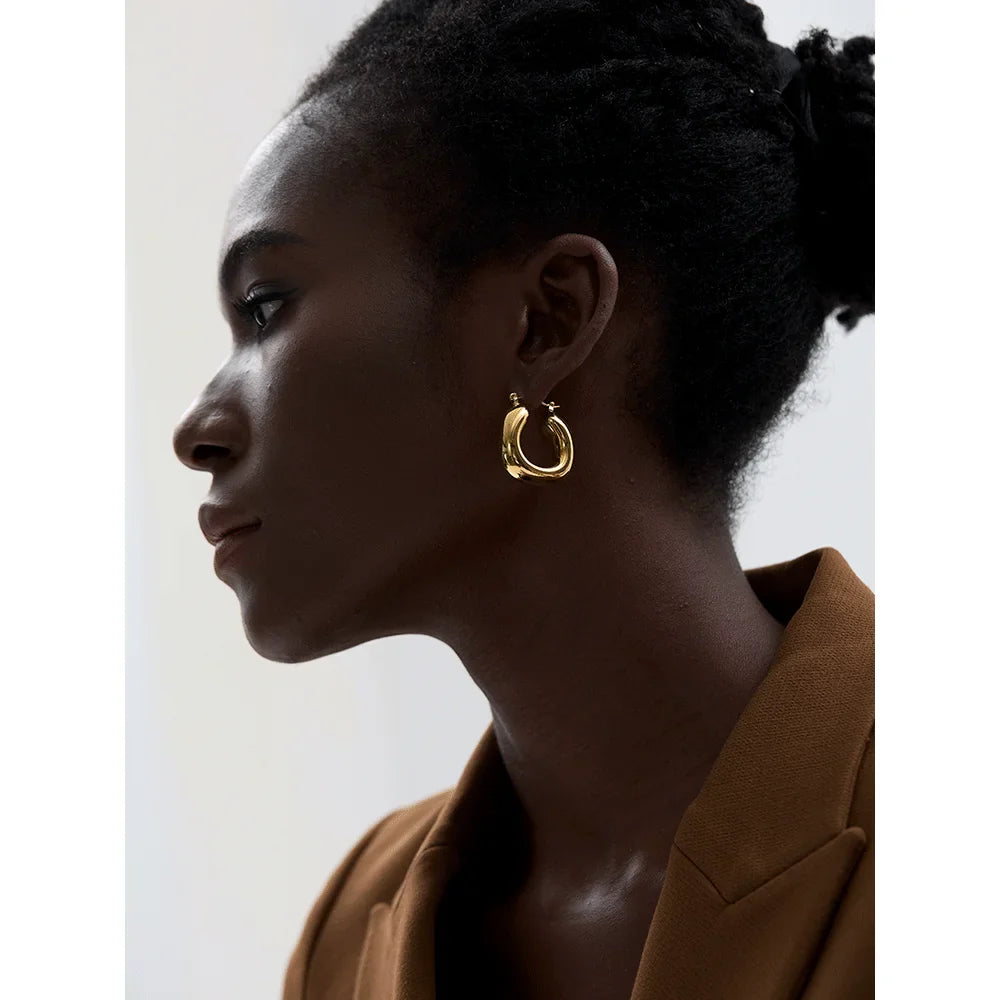 18k Gold-Plated Thick Minimalist Hoop Earrings