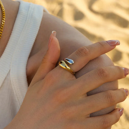 18k Gold-Plated Adjustable Double Drop Ring