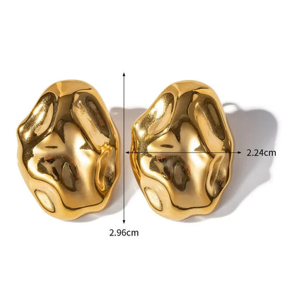 18k Gold-Plated Organic Oval Earrings