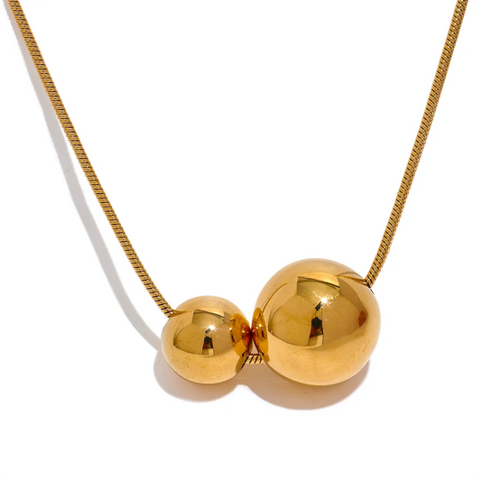 18k Gold-Plated Minimalist Double Sphere Necklace