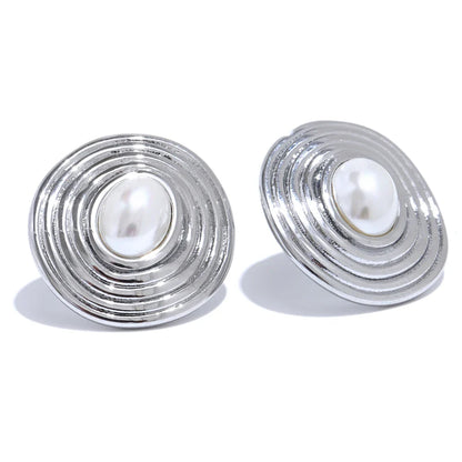 18k Gold-Plated Round Pearl Earrings