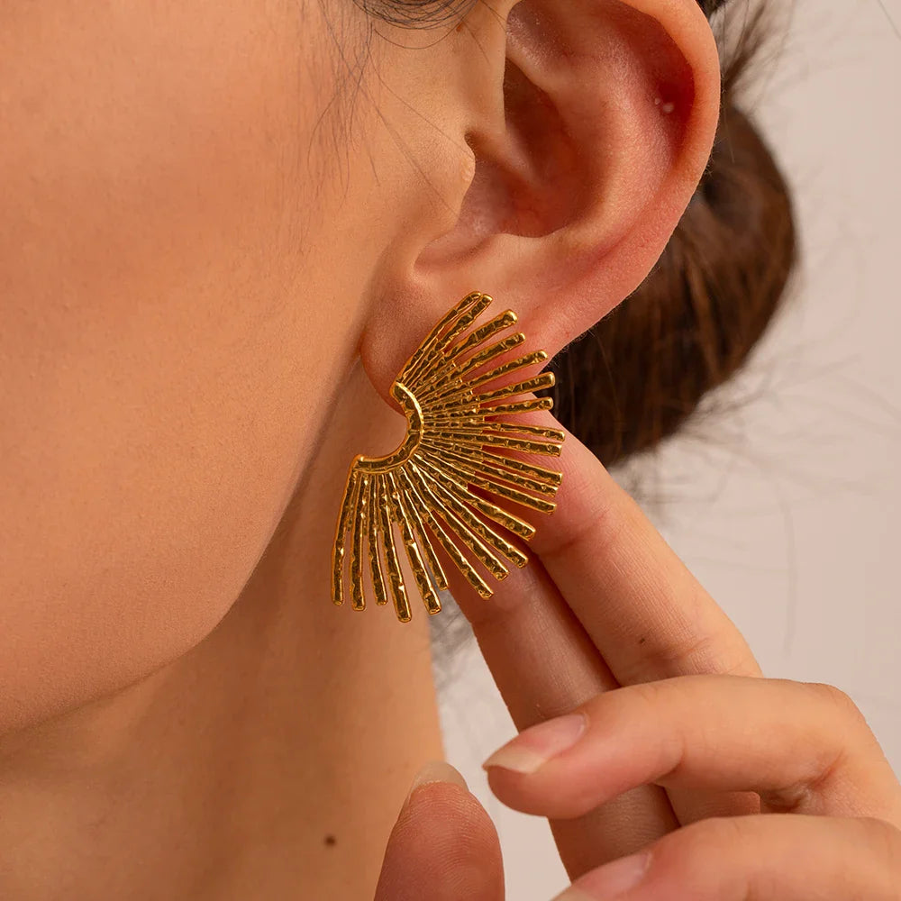 18k Gold-Plated Irregular Line Half-Hoop Earrings