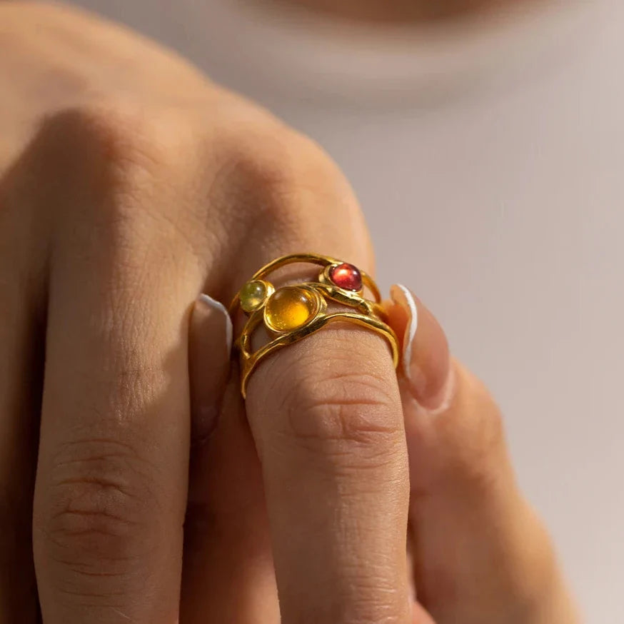 18k Gold-Plated Adjustable Minimalist Playful Resin Ring