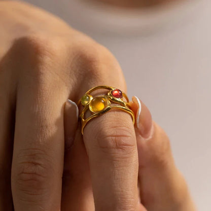 18k Gold-Plated Adjustable Minimalist Playful Resin Ring