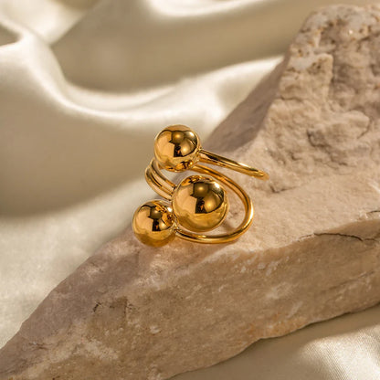 18k Gold-Plated Sophisticated Three Spheres Ring