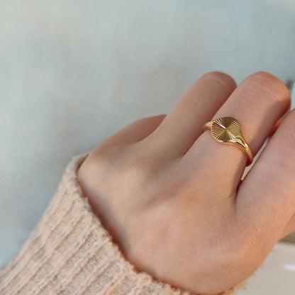 18k Gold Plated Minimalist Round Textured Ring