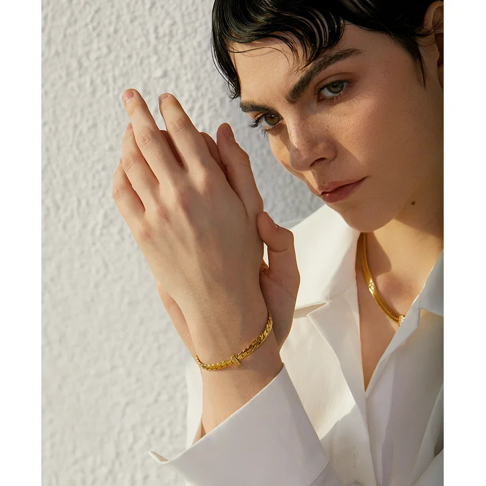 18k Gold-Plated Cuban Link Bracelet with Zirconia