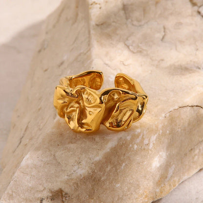 18k Gold-Plated Adjustable Minimalist Lava Texture Ring