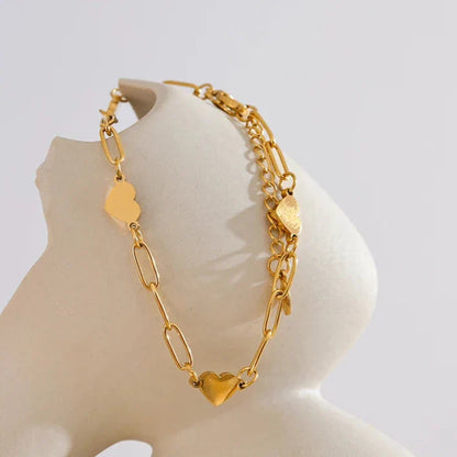 18k Gold-Plated Heart Link Chain Bracelet