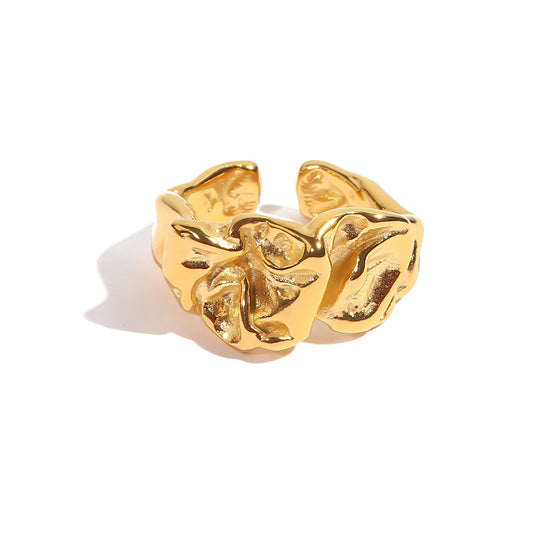 18k Gold-Plated Adjustable Minimalist Lava Texture Ring